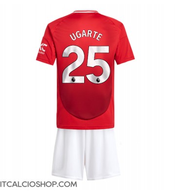 Manchester United Manuel Ugarte #25 Prima Maglia Bambino 2024-25 Manica Corta (+ Pantaloni corti)